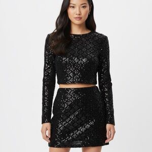Crystal Doll Black Sequin Mini Dress